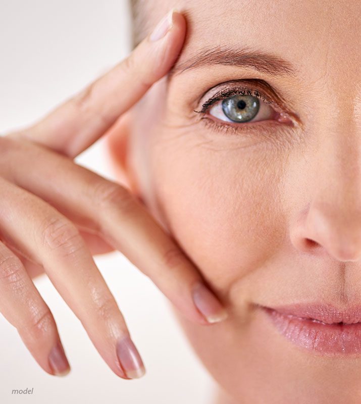 close up of a woman's hazel eye